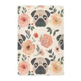 Crib Sheets Pug Dog Flowers Stretchy Portable Sheets for Baby Toddler Breathable Soft Crib Mattress Sheet for Girls Boys