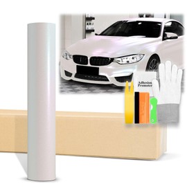 20"x60" (1.6FTx5FT) Galaxy Dust Matte Pearl White Blue Chameleon Metallic Color Shift Color Change Vinyl Wrap Auto Car Sticker Decal Film Sheet Bubble Free Air Release Technology with Tool Kit