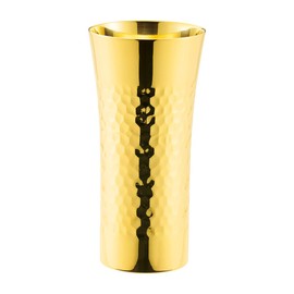Hashimoto Metal Stainless Steel Hammered Tumbler, 11.8 fl oz (350 cc), 24 Gold Plated Inside and Outside, HK-9