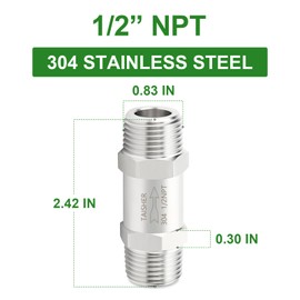TAISHER 1PCS 304 Stainless Steel 1/2" NPT Male Check Valve,Backflow Prevention,One Way Non-Return Check Valves