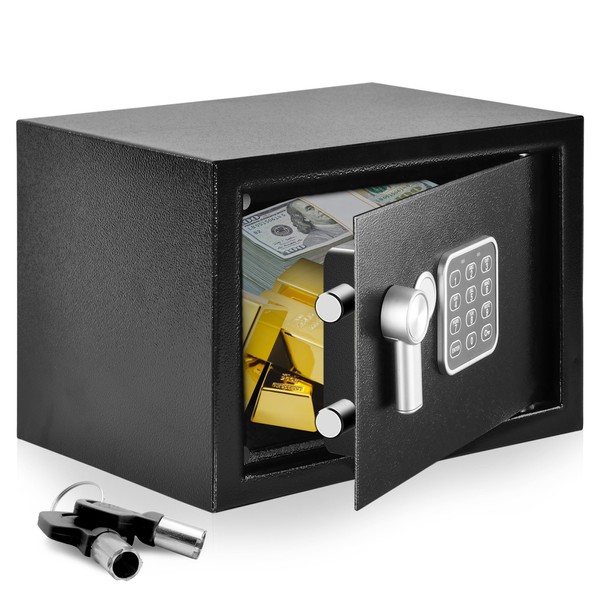 Digital Safe & Lock Box - Safety Box for Cabinets, Home, Office, or Hotels - Ideal for Money, Cash, Jewelry & Documents - Steel Alloy - ‎12.2" x 7.8 - Includes 2 Keys