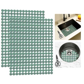 Goldmeet Sink Insert Can Be Cut to Size, Set of 2, Sink Mat with Scissors, PVC Mat Sink Against Scratches in the Sink, Ceramic Sink/Stainless Steel Sink Protection Mat, 30 x 40 cm (Green)