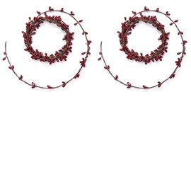 Factory Direct Craft 80 Inch Long Single Vine Cranberry Red Pip Berry Roping Garland - 2 Garlands
