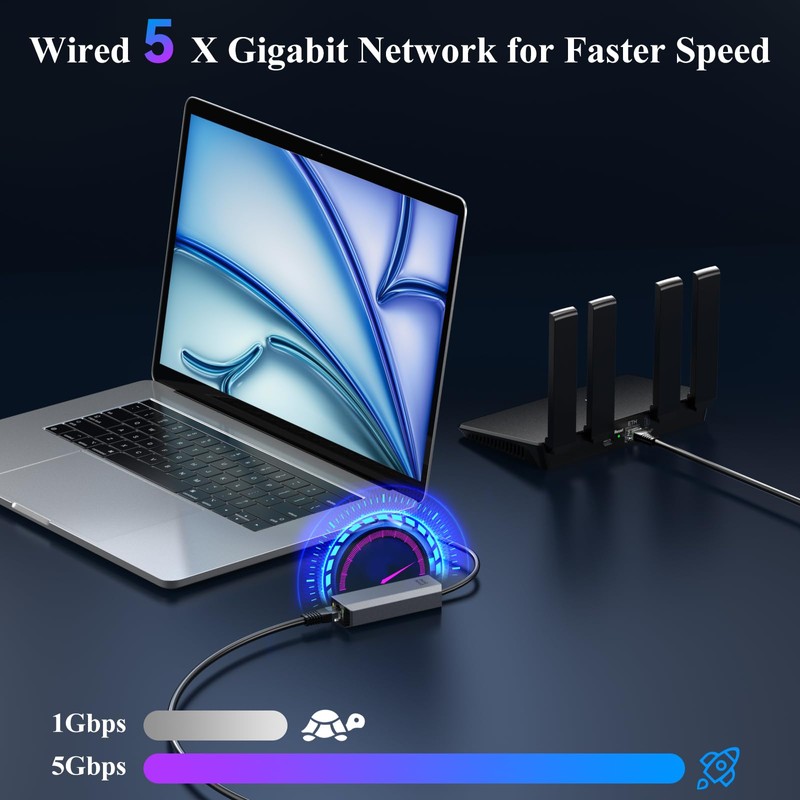 Minthouz USB C to Ethernet Adapter，5G Wired Network Adapter,Aluminum RJ45