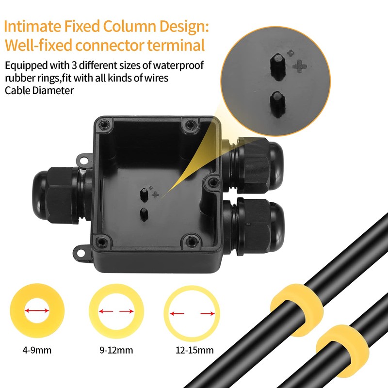 Junction Box Waterproof IP68, Outdoor Junction Box, 3-Way Junction Box,