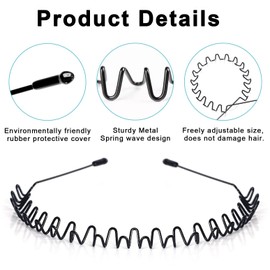 JERLITU Metal Headbands for Men and Women, Unisex Wavy Hair Bands, Adjustable Fashion Headband, Simple Non-Slip Sports Head Bands for Daily Use Spring Summer Outdoor & Gifts