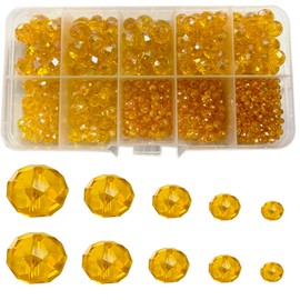 Gocelyn Crystal Glass Cut Beads in AB Colour (Orange), Rondelle Cut AB Crystal Beads Assortment Spacer Loose Beads for Jewellery Making Bracelets Pendants (2 mm, 4 mm, 6 mm, 8 mm, 10 mm)