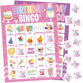 Fancy Land Birthday Bingo Game for Kids Girls 24 Players Birthday Classroom School Party Activities
