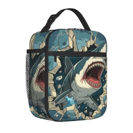 VANZEV Insulated Lunch Box for Women Men, Shark Theme Lunch Box Reusable Portable Lunch Bag Cooler Tote Waterproof Lunch Container for Office Picnic Work Travel