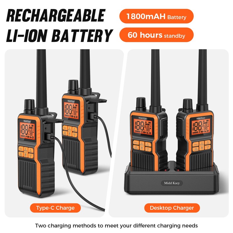 Midd Kacy MK108 Walkie Talkies,2 Way Radio Long Range,60 Channel