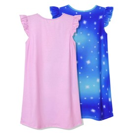 Perfashion Girl 2 pcs Unicorn Nightgown Size 6 Flutter Cotton Pajama Ruffle Sleeve Sleep Dress 7t