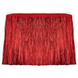 FINGERINSPIRE 10.9 Yards/10M Tinsel Fringe Trim Lace 19.8cm Wide Dark Red Metallic Fringe Trim Shiny Tinsel Tassel Fringe Trimming Polyester Dance Costume Fringe Ribbon for DIY Sewing Party Decoration