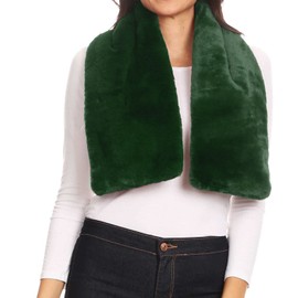 Sakkas 16112 - Malen Long Rectangle Faux Fur Warm Soft Furry Wrap Around Loophole Scarf - Green - OS
