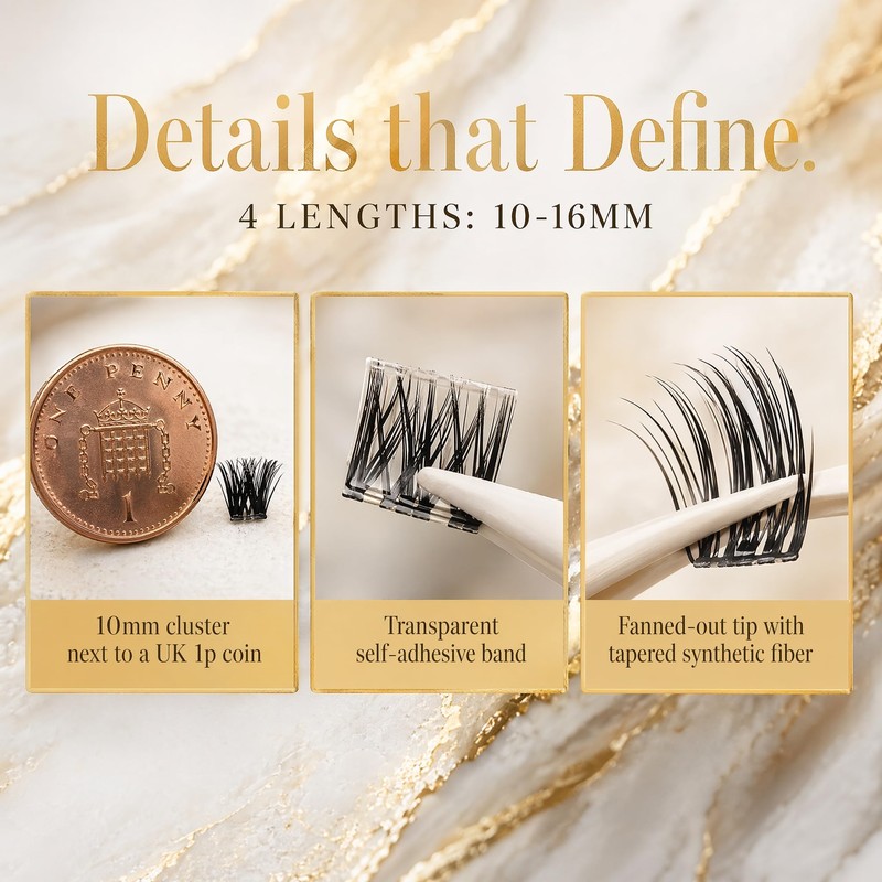 Pre Glued Cluster Lashes, Eyelash Clusters D Curl 10-16mm, 100PCS