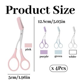 4Pcs Eyebrow Scissors with Comb, Eyebrow Trimming Scissors, Stainless Steel Eyebrow Trimmer Eyelash Comb Eyebrow Comb Small Eyebrow Grooming Beauty Tool for Men Women