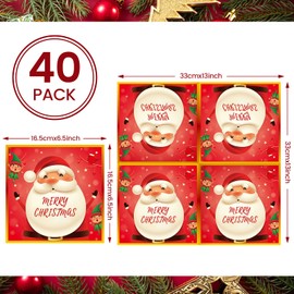 40pcs Christmas Napkins,Red Merry Santa Claus Disposable Paper Napkins for Christmas,New Year,Christmas Birthday Party Supplies- 6.5 x 6.5 Inch