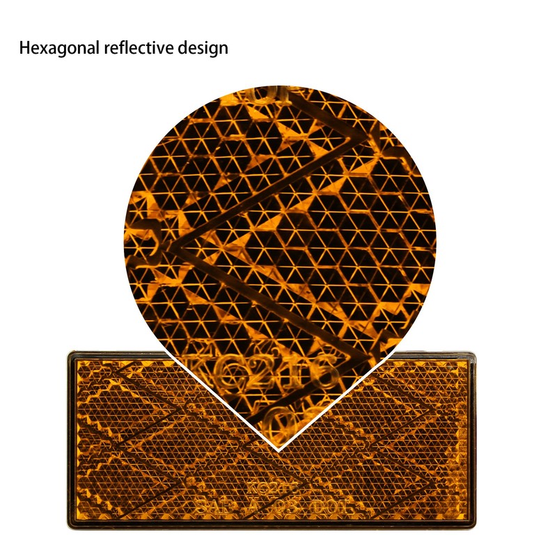 MFC PRO 2Pcs Rectangular Stick-On Trailer Reflector (Yellow, 80 *