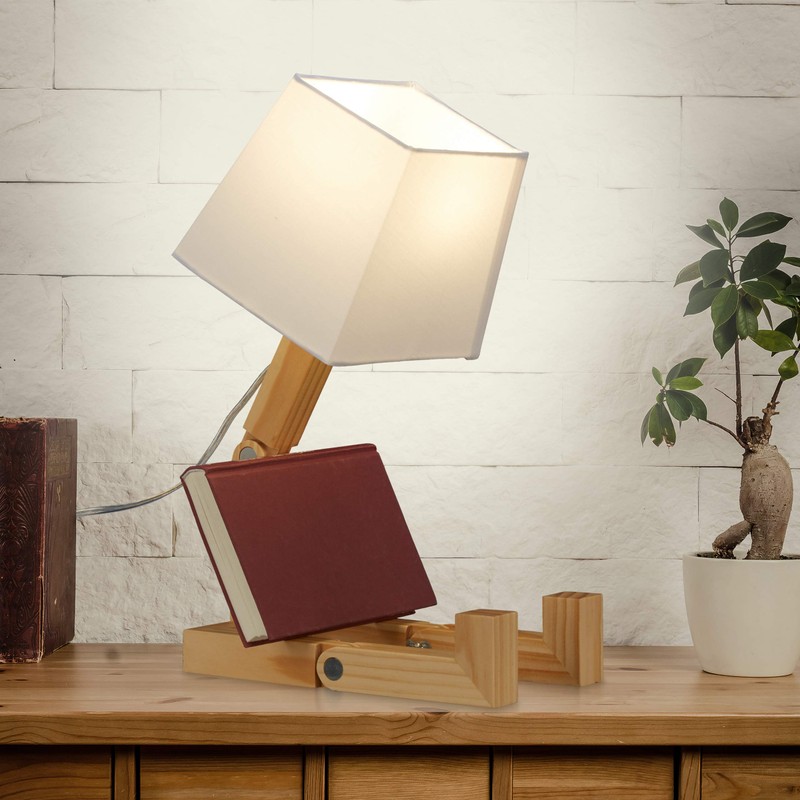 Relaxdays Table Lamp Robot Adjustable Lampshade Original Desk Lamp H