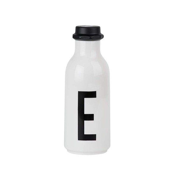 Design Letters Personal Water Bottle â E â BPA-free and BPS-free, Nordic Design, Available from A-Z, Use the drinking bottle on the go, Leak-proof & drop-safe, dishwasher safe, 500 ml, 90 g.