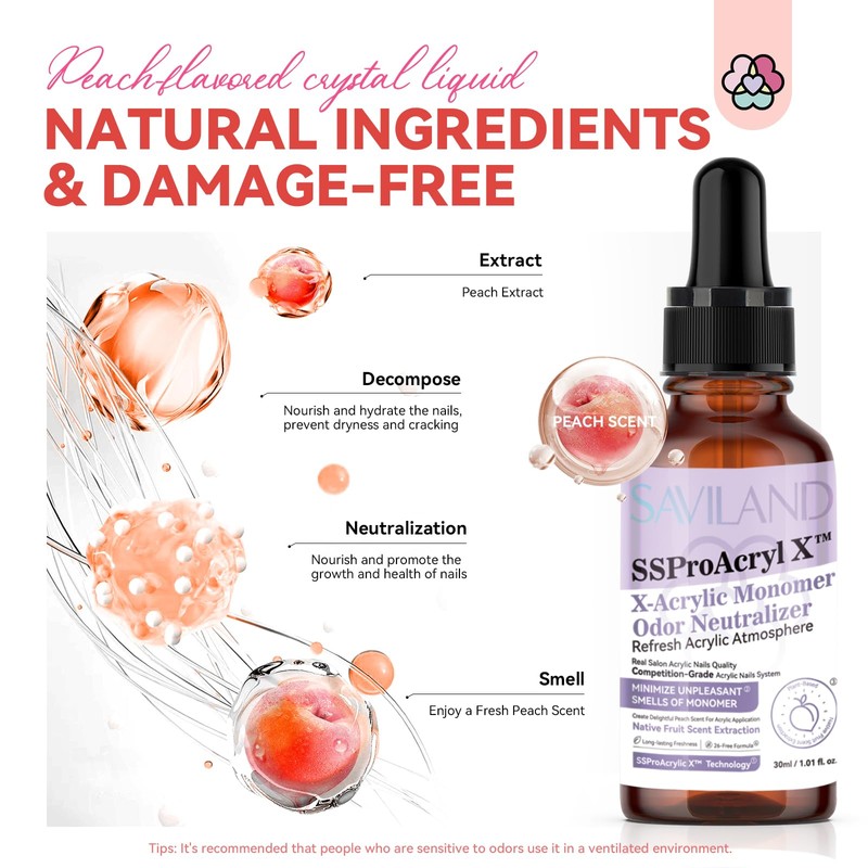 SAVILAND Acrylic Liquid Monomer Odor Neutralizer: 30 ml Peach Scent