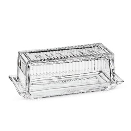Abbott Collection Quarter Lb Glass Butter Dish with Cover, 7 inches Long, Clear