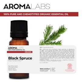 BIO - Black Spruce Essential Oil - 10mL - 100% Pure, Natural, Chemotyped and AB/Cosmos Certified - AROMA LABS (French Brand)