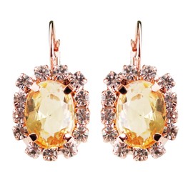 Navachi 18k Gold Plated Crystal White Oval Zircon Hoop Az1704e Leverback Earrings