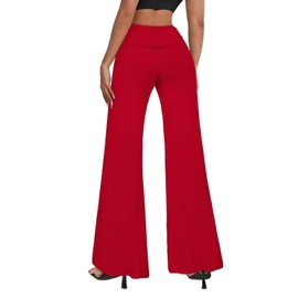 Hybrid & Company Women Palazzo Pants w/Fold Over Waist Band KPZ26932X RED 1X