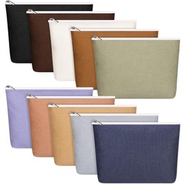Reginary 10 Pack Canvas Makeup Bags Bulk for Women Multi Color Cosmetics Bag Travel Toiletry Bag Pencil Pouch Multiple Blank Makeup Bags with Zipper Mom Gift for Christmas(Pastel Color)