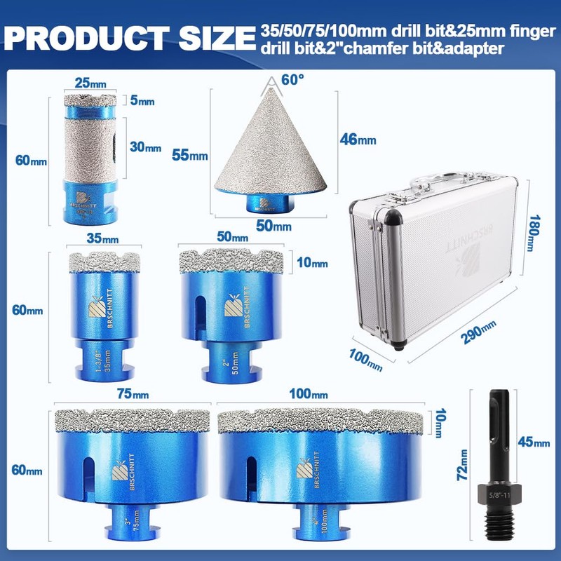 Diamond Core Drill Bit Set for Porcelain Tile Ceramic Marble