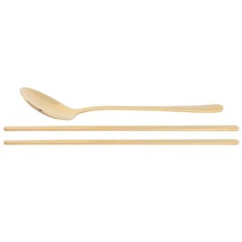 Vikye Spoon Chopsticks Set, 304 Stainless Steel Chopsticks Korean Style Cutlery Home Use, Coffee Shop Use, Restaurant Use (Gold)
