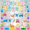 Easter Decorations Easter Decor Happy Easter Banner Egg Bunny Garland Hanging Swirl Honeycomb Centerpiece for Home Office School Classroom Themed Party Decorations