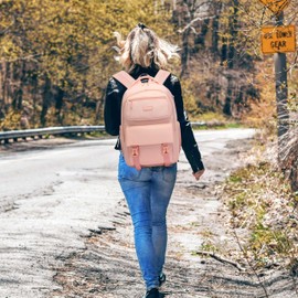 SUN EIGHT 35L Large Capacity School Backpack for Teen Girls Lightweight Bookbags Elementary Middle School Laptop Bags Women Travel Daypacks(Pink)