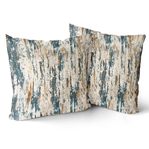 Giwawa Teal Gold Stripes Pillow Covers - Set of 2