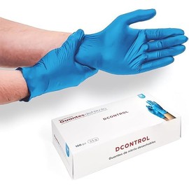 100 Guantes de Nitrilo Azul DCONTROL Desechables Talla Extragrande de Alta Calidad, Sin Látex ni Polvo, Alta Sensibilidad Táctil, Ambidiestros | Protección Médica, Limpieza, Cocina, Tatuajes.