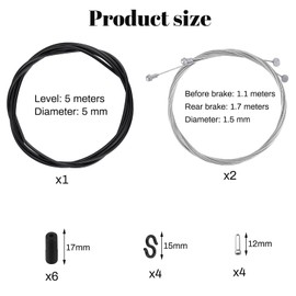 SUPGOD Bowden Cable Universal 2.5 m Hose Set Bicycle Brake Cable Set Bowden Cable Bicycle Gear Cable Bicycle Brake Cable Replacement with End Sleeve End Caps S-Hook for Mountain Bike Road Bike Bicycle