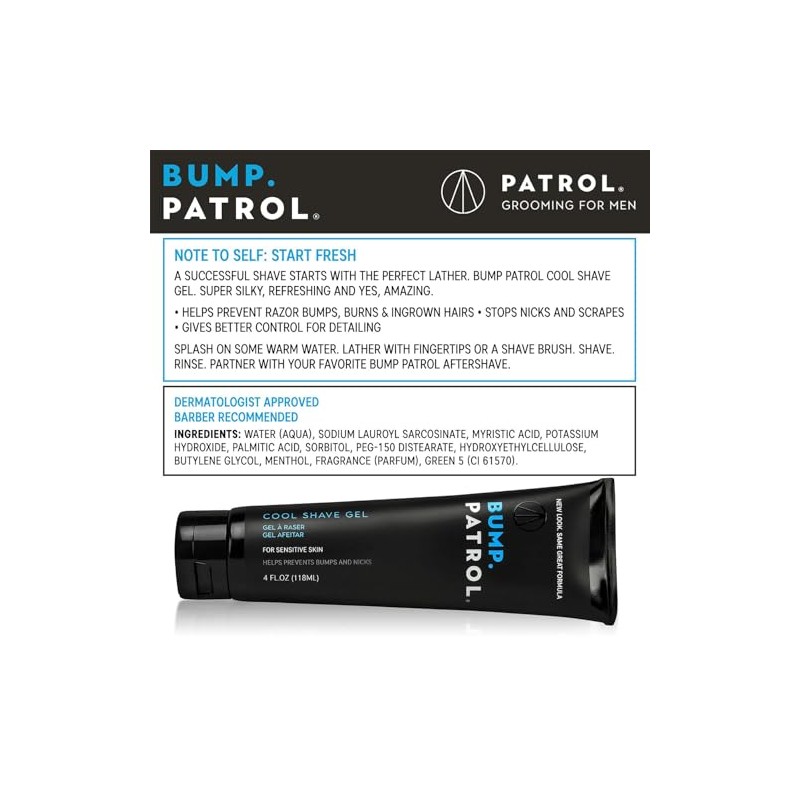 Bump Patrol Cool Shave Gel for Sensitive Skin, 4 Ounce