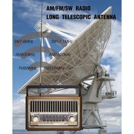 Videyas Retro AM FM Radio, Shortwave Portable Vintage Radio with Bluetooth Speaker, Flashlight, Best Reception, Support TF Card, USB Disk for Home Kitchen Outdoor