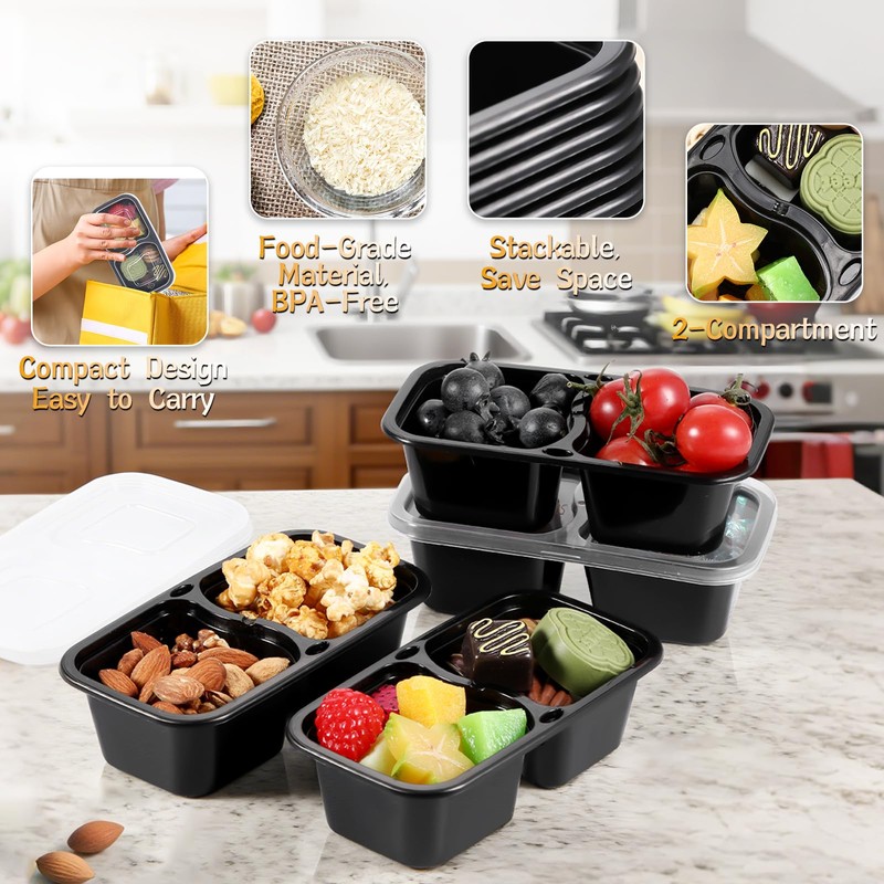 Teenyyou 20 Sets Reusable Snack Containers with Lids & Spoons