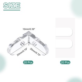 sourcing map 20 Set Acrylic Corner Bracket, L-Shaped Corner Connector Joint Hanger Brace Brackets Transparent w/Sticker for DIY Display Box