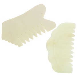PACKOVE 2pcs Jade Gua Massage Comb for Face and Scalp Natural Jade Scraping Tool for Circulation and Muscle Relief Multifunctional Beauty Accessory for Home Use