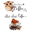 2 sets of coffee themed stickers, creative cartoon stickers, wall
