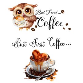 2 sets of coffee themed stickers, creative cartoon stickers, wall decoration, can decorate the kitchen, restaurant, cafe.