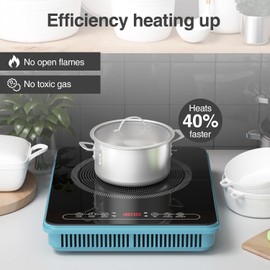 Portable Induction Cooktop, Single Burner Electric Cooktop True 1800W, Countertop Induction Hot Plate Large 110v, for 5.9-13.7" Pans, Faster Heating Mode, 270 Mins Timer,Compatible Magnetic Cookware