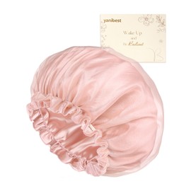 YANIBEST Gorro de seda con forro de mantequilla, transpirable, para mujeres dormidas, gorro de noche para cabello rizado, fino y liso, color rosa