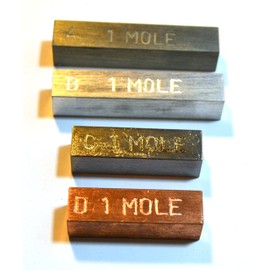 Mole Set - 4 Metal Bars That Represent"1 Mole" of The Element - Copper, Iron, Zinc, Aluminum