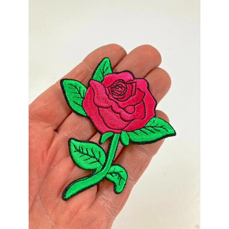 Unbranded Beautiful Rose Embroidered Iron On Patch ~ 3-1/2" Tall