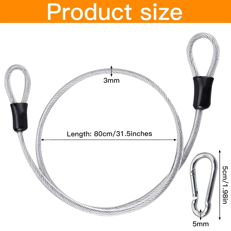 OFKP 4Pcs Cable Lock, Heavy Duty Grey Cable, 3MM Stainless