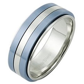 Fantasy Forge Jewelry Minimalist Light Blue Spinner Ring Womens Mens Stainless Steel Classic Sky Anti-Anxiety Band Sizes 5-9.5 (7.5)