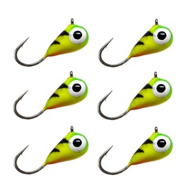 Reaction Tackle Tungsten Ice Jigs - 5mm - Fire Tiger Glow